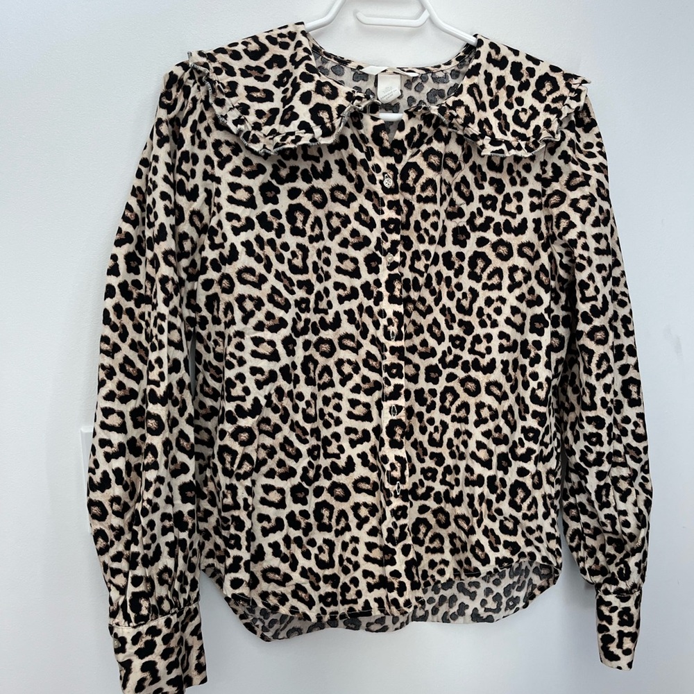 H&M Leopard Print Blouse - Black and Tan